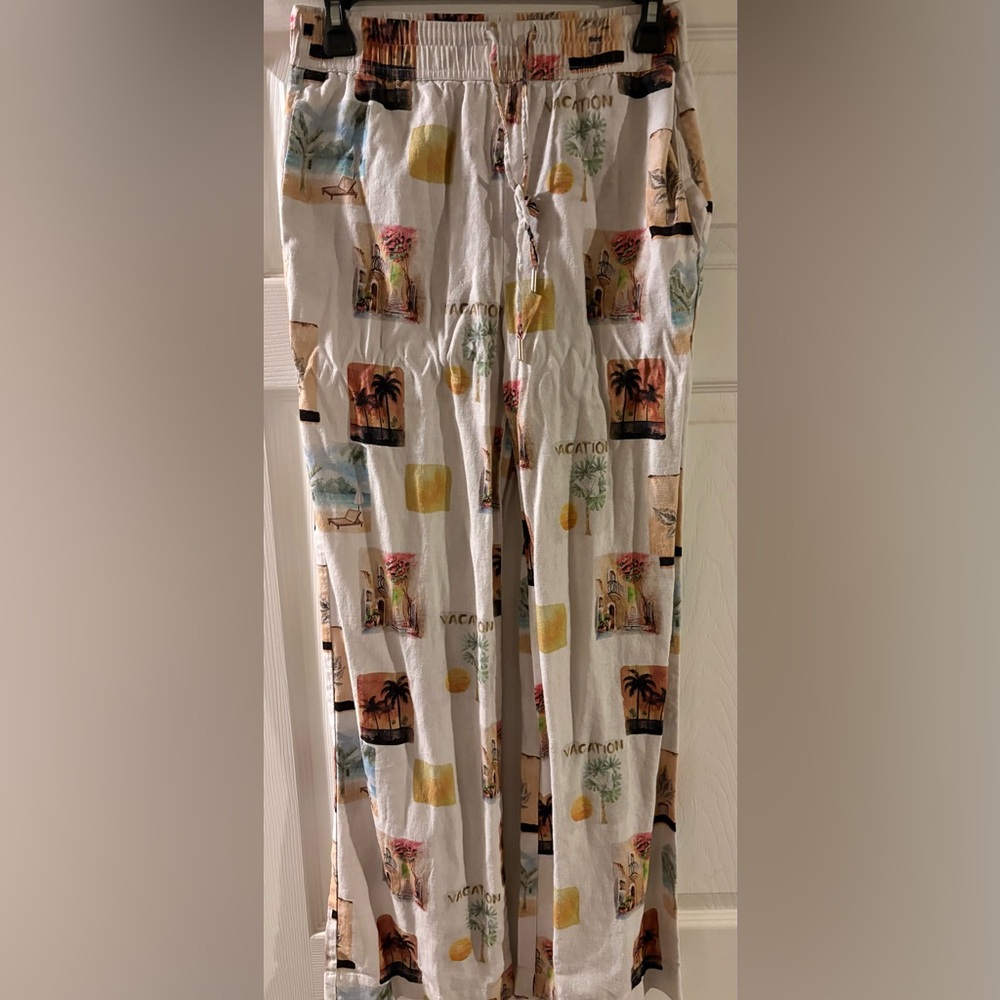 C & C California Days in California Photo Print SZ XS White Pants